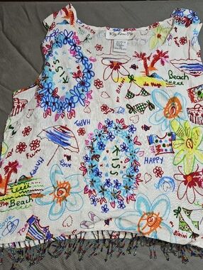 Colorful Floral & Doodle Sleeveless Top